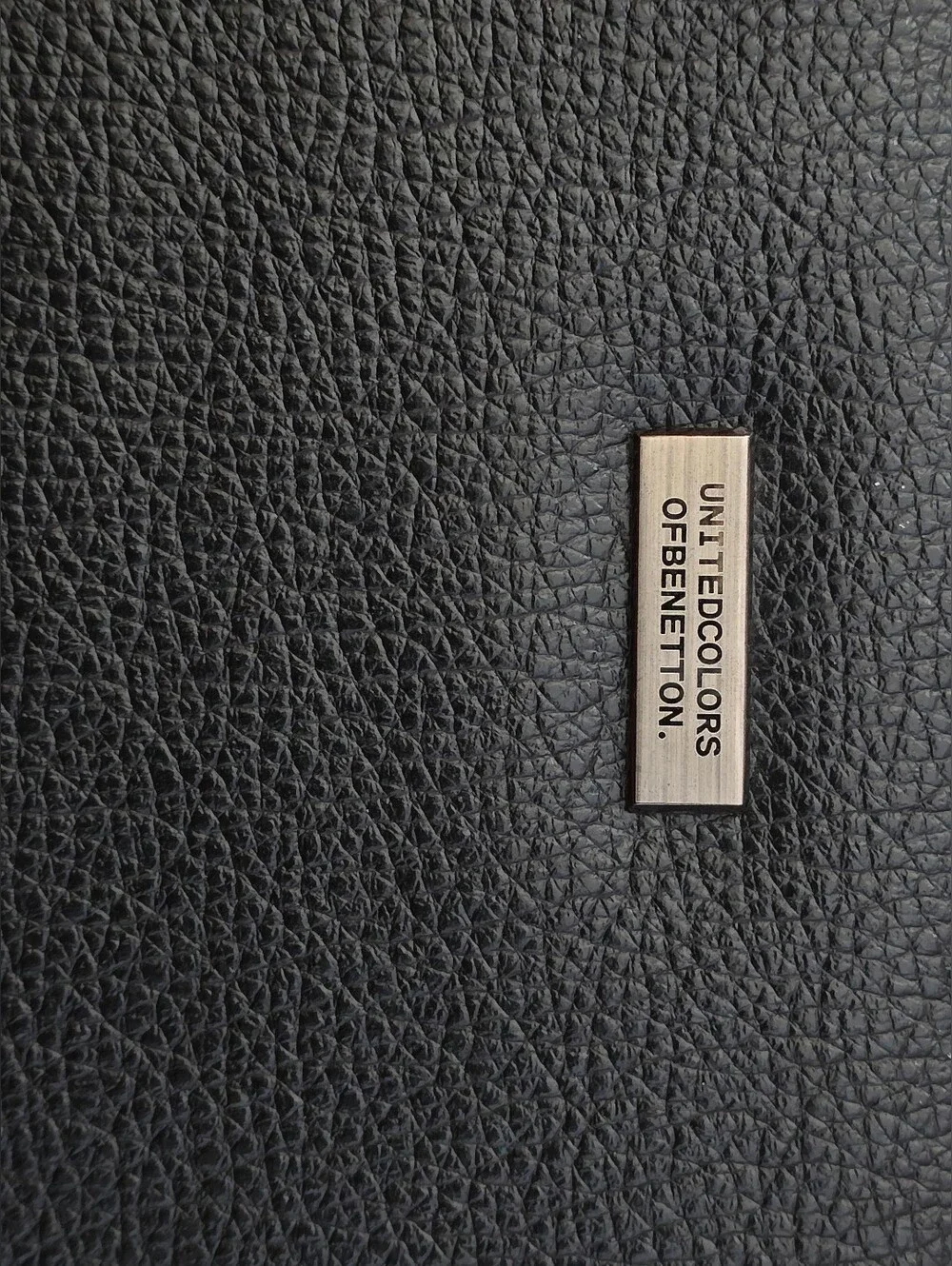 United Colors Of Benetton Black Pebbled Leather Zip Pouch Clutch
